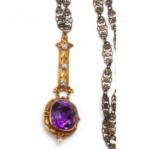 Amethyst and Seed Pearl Lavaliere
