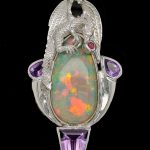 Opal and Amethyst Dragon Pendant