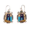 Turquoise, Lapis, and Chalcedony Earrings