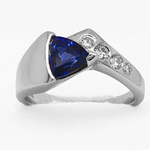 1.28 ct. Trillion Sapphire Ring