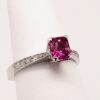 1.02 ct. Hot Pink Sapphire and Diamond 14k white gold ring