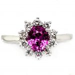 .96 ct. Magenta Sapphire and Diamond 14k white gold ring front