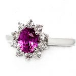 .96 ct. Magenta Sapphire and Diamond 14k white gold ring right side