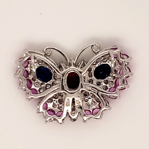 Ruby, Sapphire, and Diamond Butterfly Pendant