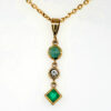 Emerald, Cat's Eye Emerald, and Diamond Pendant