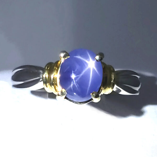 2.04 ct. Blue Star Sapphire 14k tt Ring