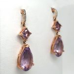 Amethyst and Diamond Rose Gold Earrings