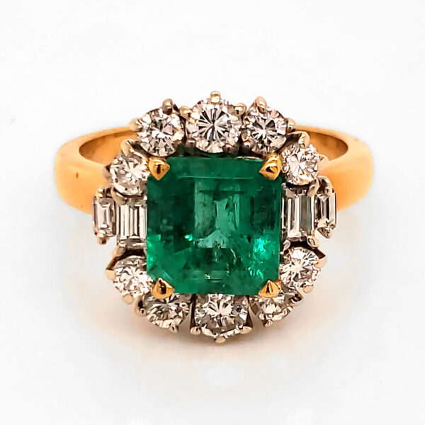 2.35 carat Emerald and Diamond 18k Ring