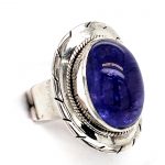 Embellished Sterling Tanzanite Cabochon Ring Side View