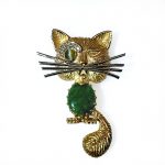 Jade and Diamond Art Deco Cat Pendant
