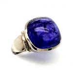 Sterling and Tanzanite Cabachon Ring Side View