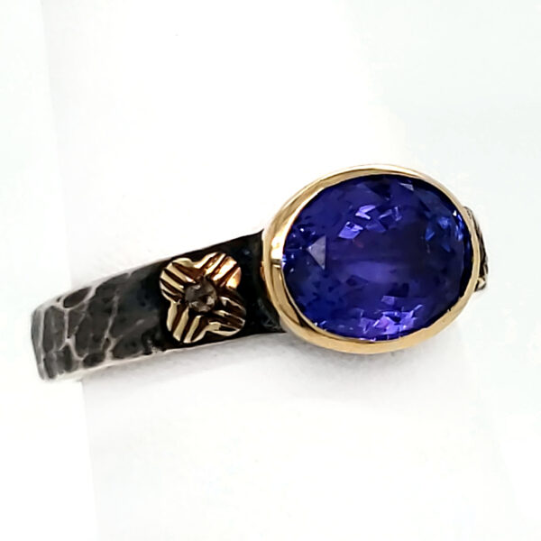 Tanzanite Sterling and 18k Ring