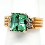 2.54 carat Green Tourmaline and Diamond 18k Ring