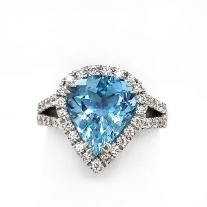 3.5 carat Aquamarine and Diamond 18k wg Ring
