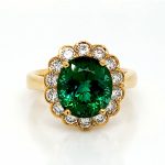 3.75 carat Green Tourmaline and Diamond 18k Ring