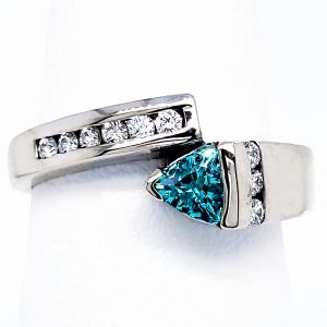 .38 carat Paraiba Tourmaline and Diamond 14k wg Ring