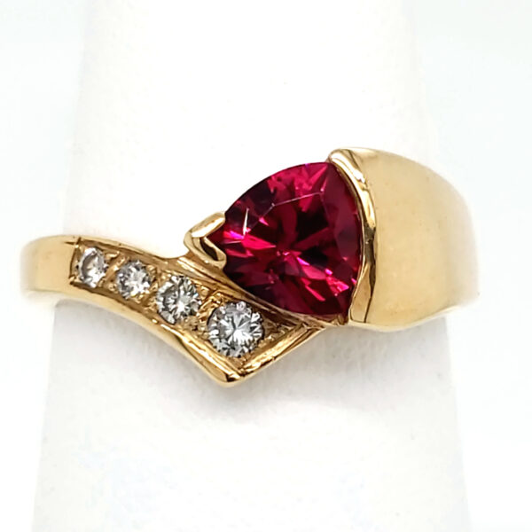 .78 carat Rubellite and Diamond 14k Ring