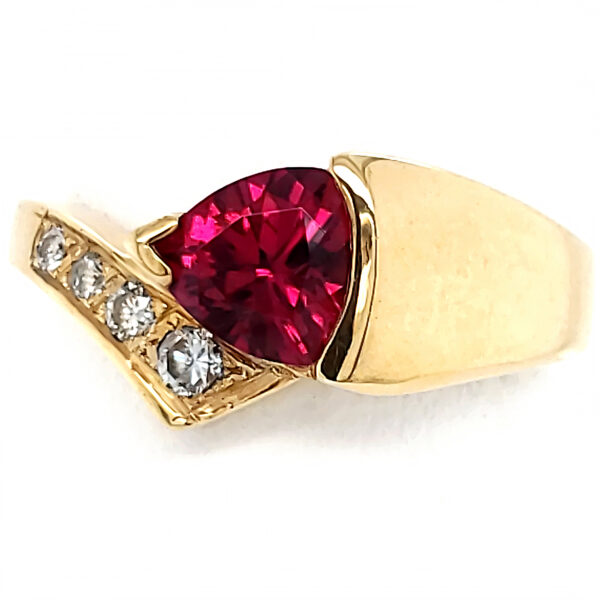 .78 carat Rubellite and Diamond 14k Ring