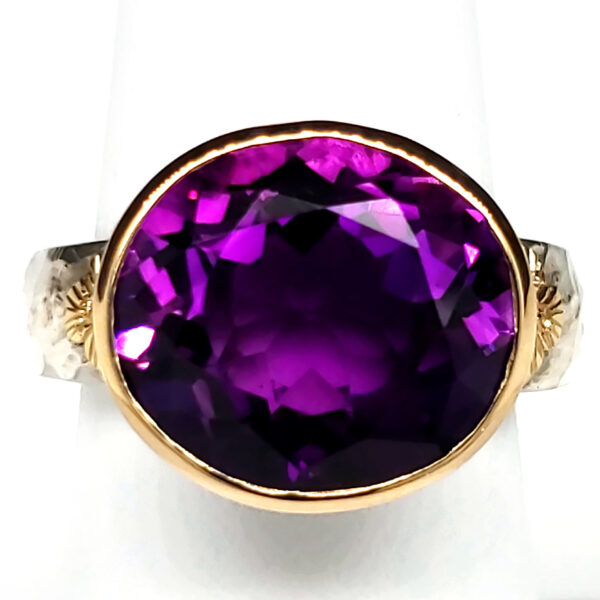 Amethyst Sterling and 18k Ring