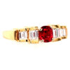 14k Red Spinel and Baguette Diamonds Ring