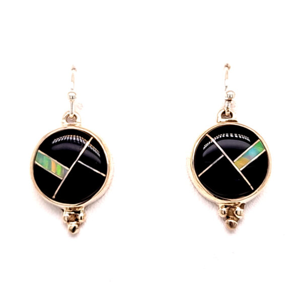 Onyx and Opal Inlay Earrings