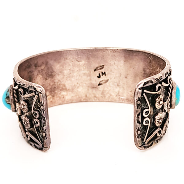 Turquoise Line Cuff Feathers Back