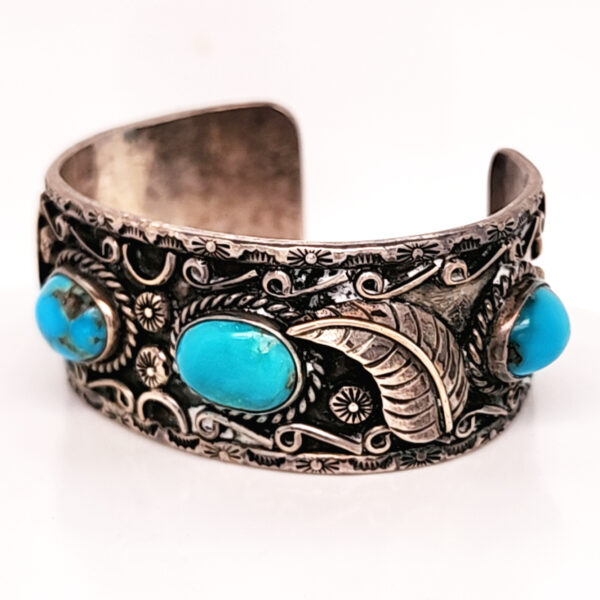 Turquoise Line Cuff Feathers Side 2