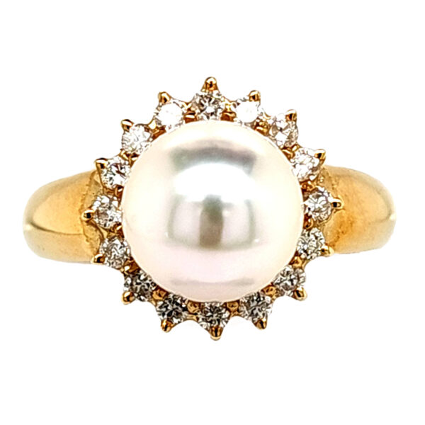 14k Akoya Pearl and Diamond Ring