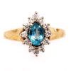 14k Blue Green Tourmaline and Diamond Ring
