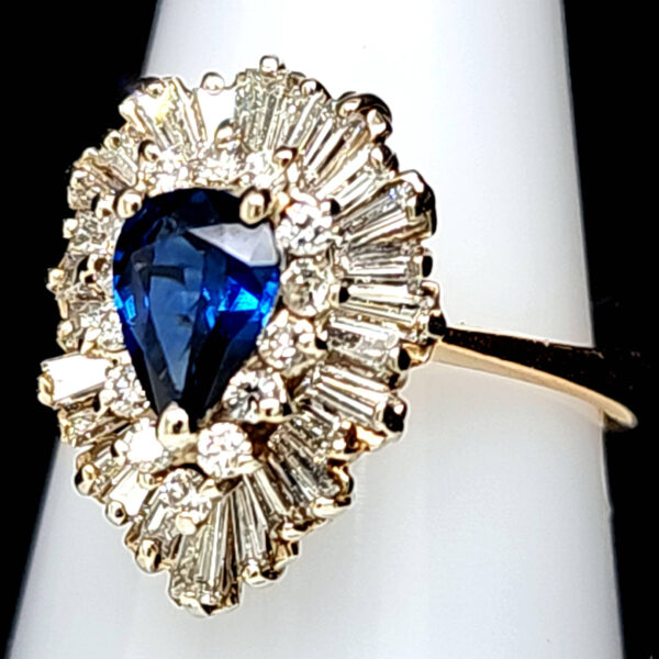14k Blue Sapphire and Diamond Estate Ring