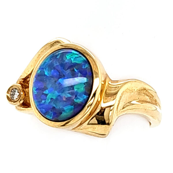 14k Custom Opal and Diamond Ring