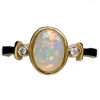 14k Solid Australian Opal and Diamond 3-stone Ring