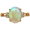 14k Solid Opal and Diamond Split Shank Ring