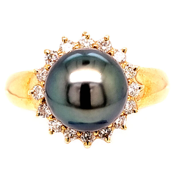 14k Tahitian Pearl and Diamond Ring