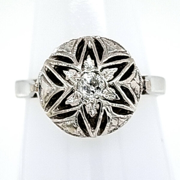 14k White Gold c. 1940 Diamond Ring
