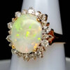 14k White Opal and Diamond Cluster Ring