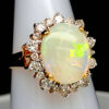 14k White Opal and Diamond Cluster Ring
