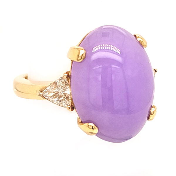18k Lavender Jadeite and Diamond Ring