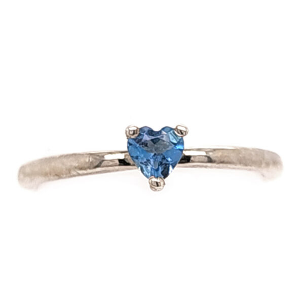 Sterling Aquamarine Heart Ring
