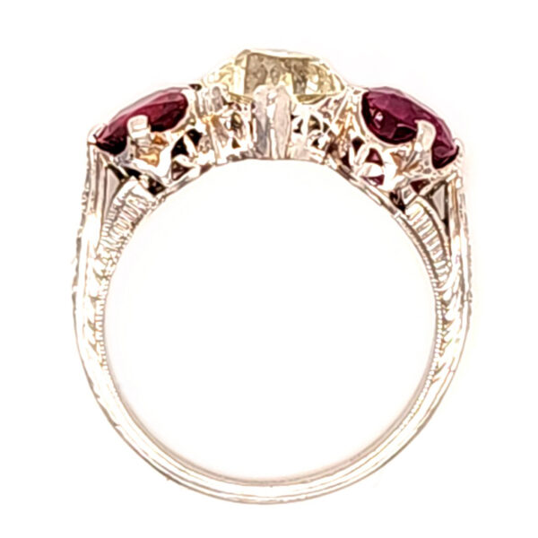 Art Deco Diamond and Ruby Platinum Ring