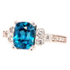14k wg Blue Zircon Cushion and Diamond Ring