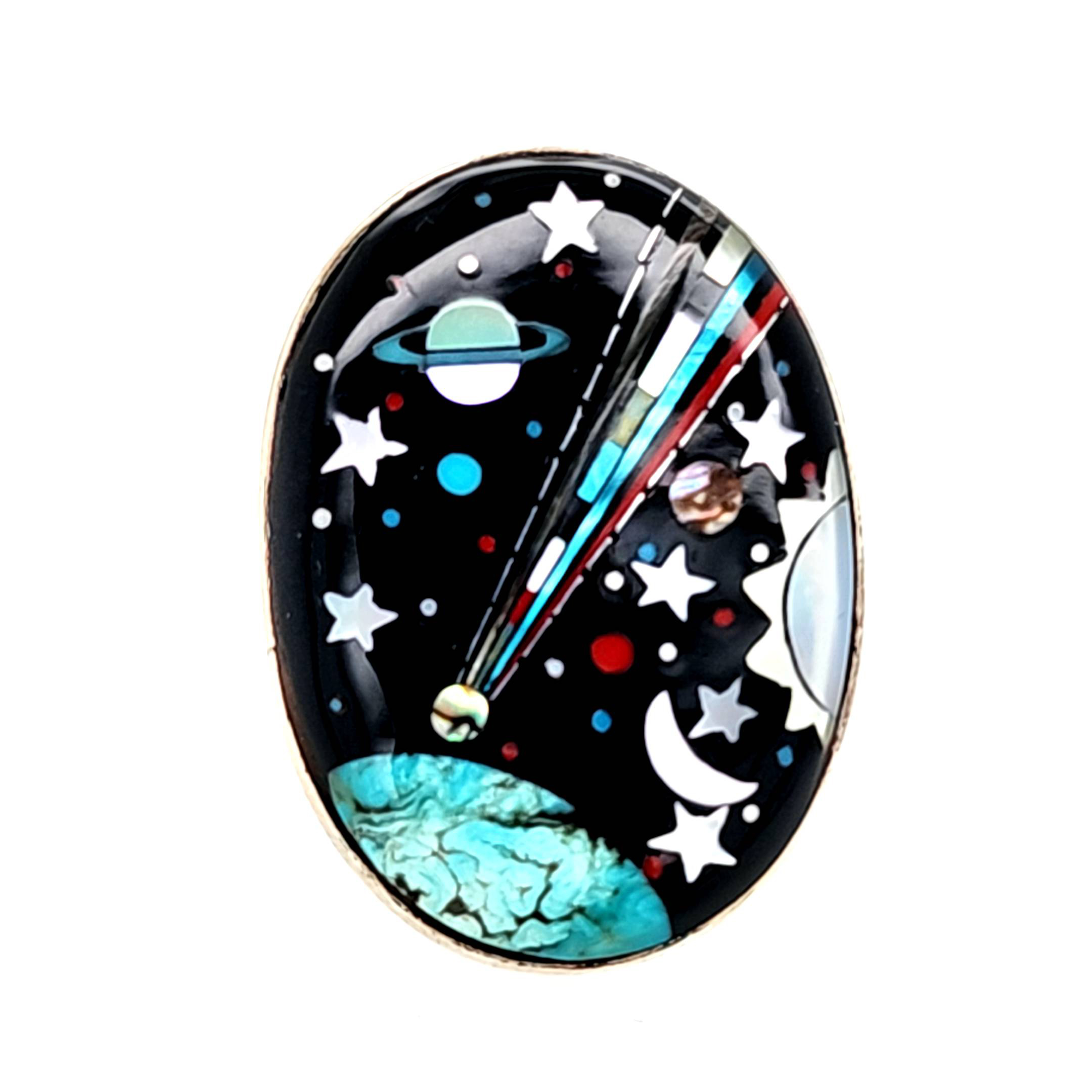 Sterling David Freeland Cosmic Inlay Ring