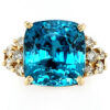 14k 16.06 carat Blue Zircon and Diamond Ring