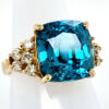 14k 16.06 carat Blue Zircon and Diamond Ring