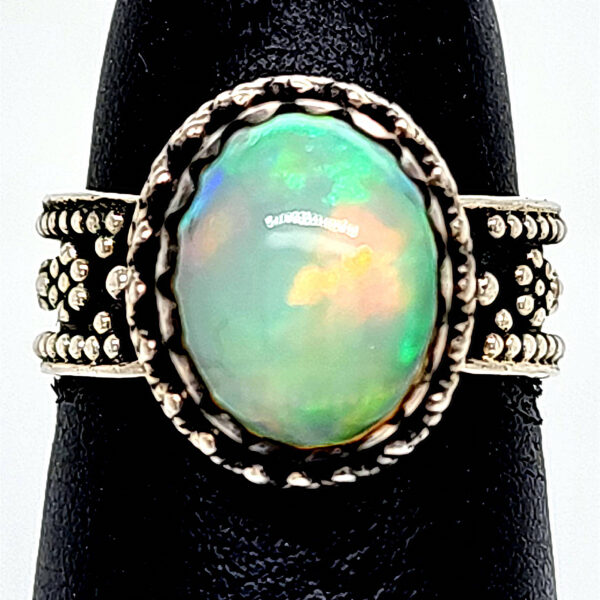Sterling Ethiopian Opal Beaded Ring and Shank