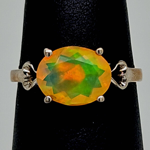 Sterling Ethiopian Opal East West Ring