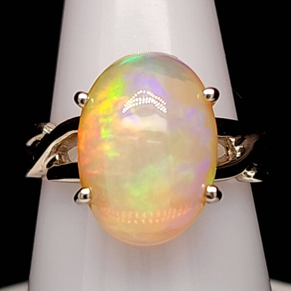 Sterling Weave Shank Ethiopian Opal Ring