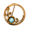14k Retro Zircon Circle Floral Pin
