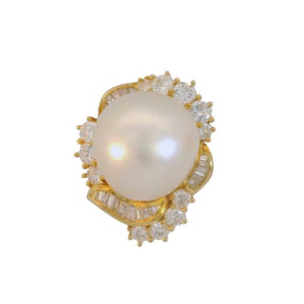 18k South Sea Pearl and Diamond Earrings