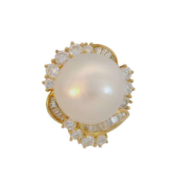 18k South Sea Pearl and Diamond Earrings